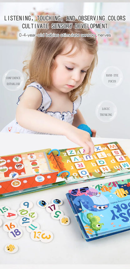 Montessori Busy Book Sticker Quiet Book for Kids Early Educational Toy Toddlers Matching Puzzles Game Baby Learning Toys Gifts