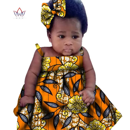 New African Dresses Baby Girl Batik Print Head Wrap Headband Bow Trendy Girl Fashion