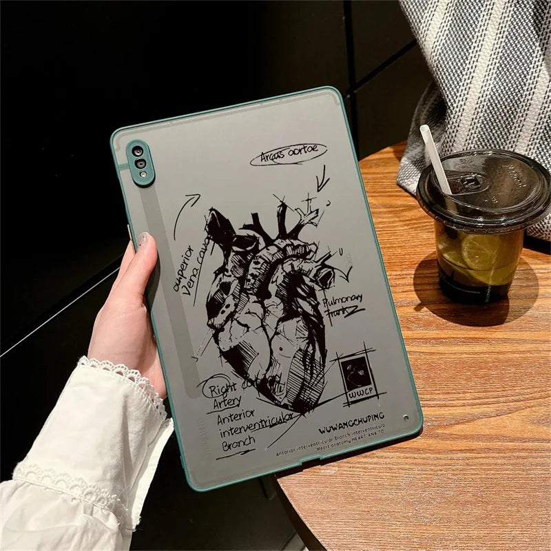 Sketching Heart Tablet Case For Samsung Galaxy Tab S9 FE 11 2023 S6 Lite 10.4 S9 S8 S7 FE 11" Plus 12.4" A8 A7 Hard Matte Cover
