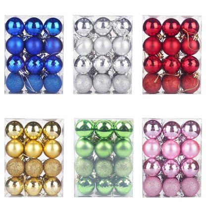 24Pcs Christmas Ball Pendent Decoration Xmas Tree Gold Glitter Hanging Ornament Ball Home Xmas Party Decor Navidad Gift Supplies
