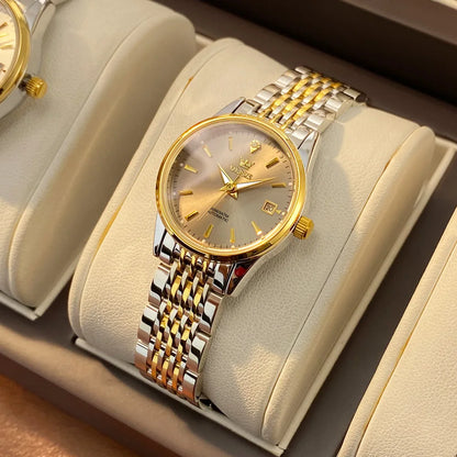 OLEVS 6635 Elegant Women's Watches Simple Fashion Automatic Mechanical Wristwatch for Lady Waterproof Luminous Date Gift Box