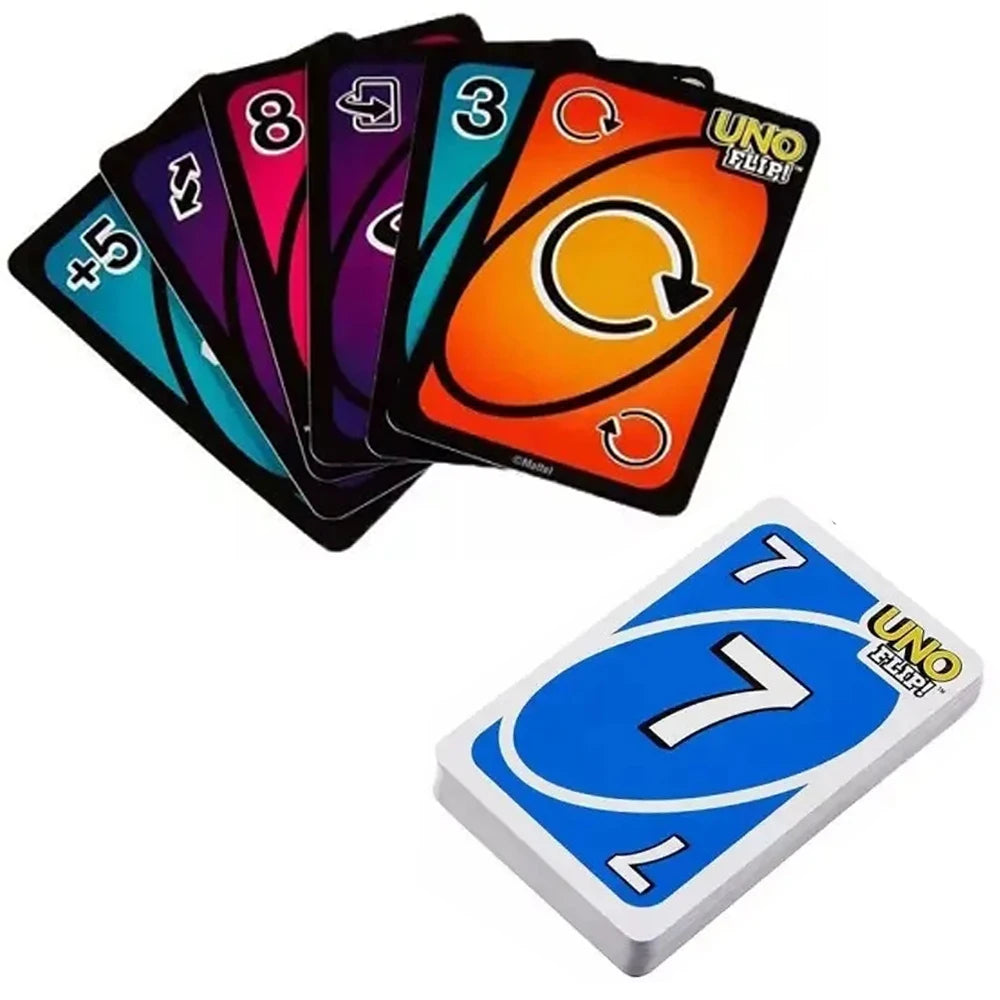 Mattel UNO FLIP! Games Family Funny Entertainment Board Game Fun Playing Cards Kids Toy Gift Box uno No Mercy Card Game Kids Toy