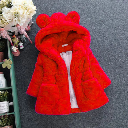 6t Girl Jacket Kids Girls Winter Warm Coats Jacket Clothes Outwear Overcoat Ear Hooded Faux Thicken Fleece Girl Winter Warm Coat