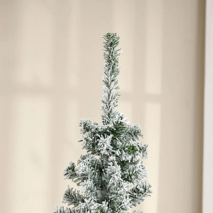 6' Tall Unlit SnowFlocked Slim Artificial Christmas Tree with Realistic Branches and 492 Tips