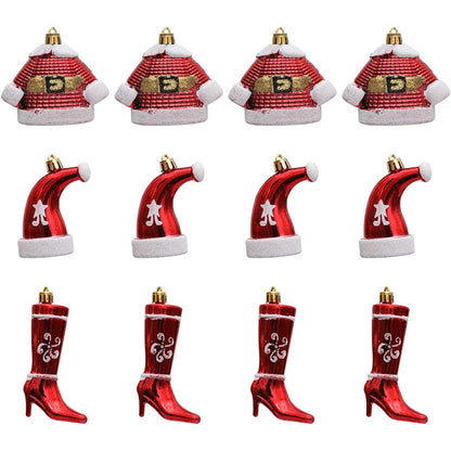 New Christmas Decorations Plastic Painted Boots Clothes Hats Small Ornaments Pendants Christmas Tree Decorations Fabric Hangings