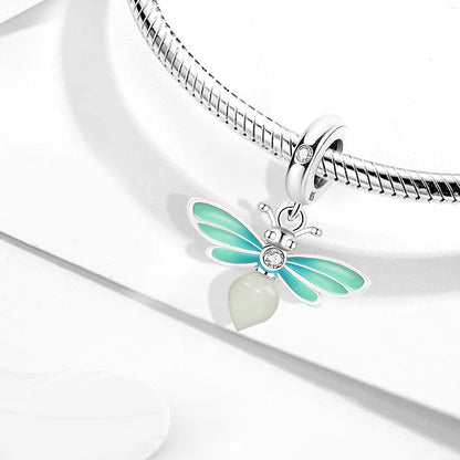 Original 925 Sterling Silver Charms Beads Glowing Luminous Bee Firefly Butterfly Pendant for Bracelet Bangle Charm DIY Jewelry
