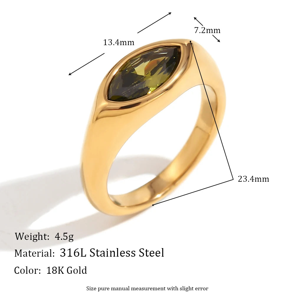 E.B.belle Zircon 18K Plated Stainless Steel Women's Rings Trendy Luxury Shiny Hypoallergenic Rings Sets Jewelry Decoration Gift