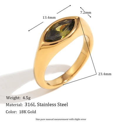 E.B.belle Zircon 18K Plated Stainless Steel Women's Rings Trendy Luxury Shiny Hypoallergenic Rings Sets Jewelry Decoration Gift