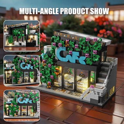 572PCS Building Blocks Toy For Kids City Street View Coffee Flower House Model Big Size Particles Bricks 3D Puzzle Educational T