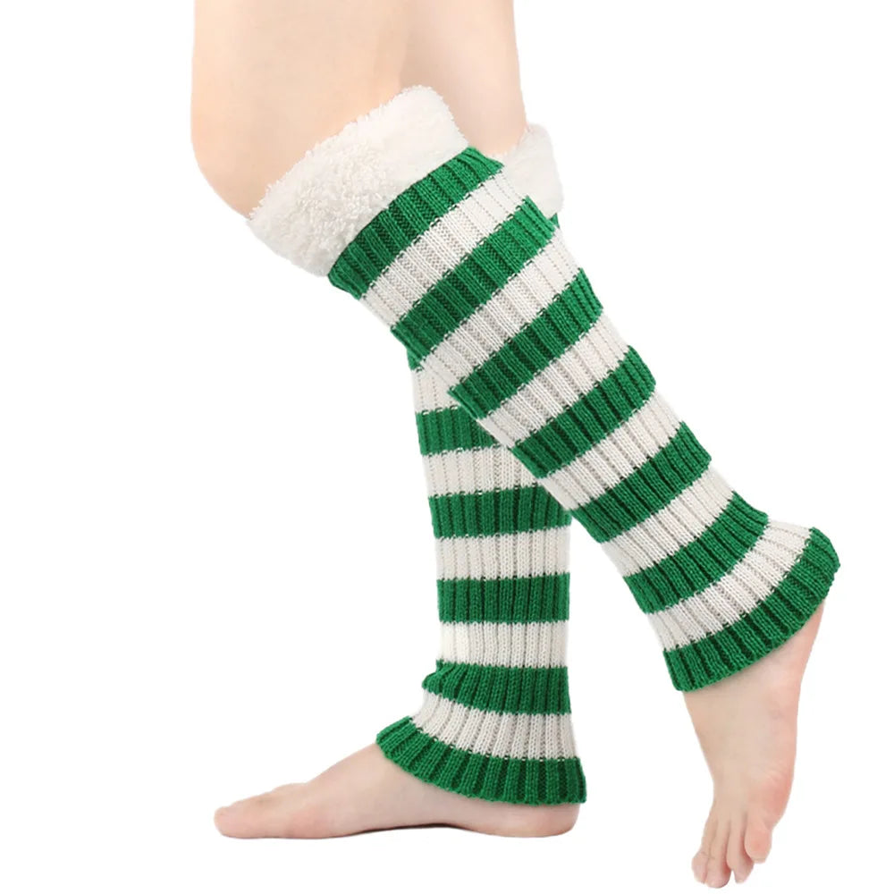 Winter Warm Women Leg Warmers Fashion Stripe Autumn Knitted Foot Cover Fleece Crochet Arm Warmer Heap Socks Boot Cuffs