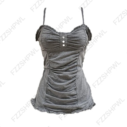 Y2K Retro Harajuku Women's Camisole Top Sexy Slim Chic Casual Crop Top Grunge Punk Hip Hop Gothic Aesthetic Emo Girls Streetwear