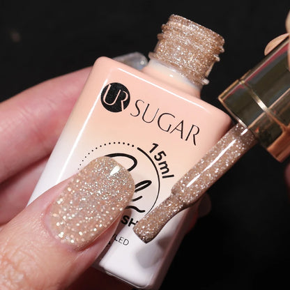 UR SUGAR 15ml Champagne Gold Sliver Reflective Glitter Gel Nail Polish Varnish Semi Permanent Soak Off UV Gel For Manicure Art