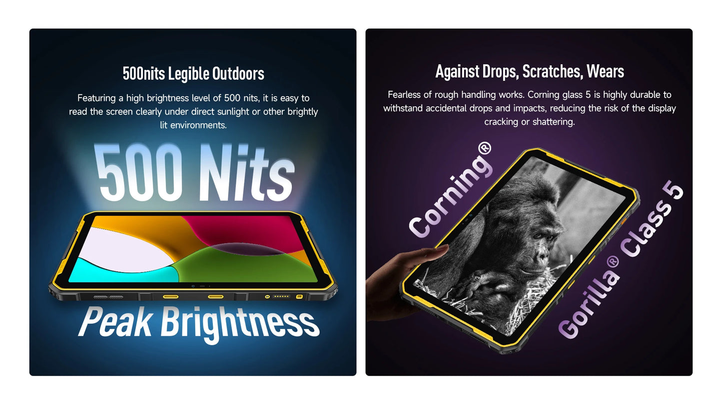 Ulefone Armor Pad 2 Rugged Tablet, 11" 2K, 18600 mAh ,IP68/IP69K Android 13 NFC GPS 4G Tablet Up to16GB +256GB LED Camping light