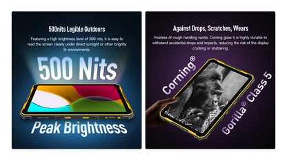 Ulefone Armor Pad 2 Rugged Tablet, 11" 2K, 18600 mAh ,IP68/IP69K Android 13 NFC GPS 4G Tablet Up to16GB +256GB LED Camping light