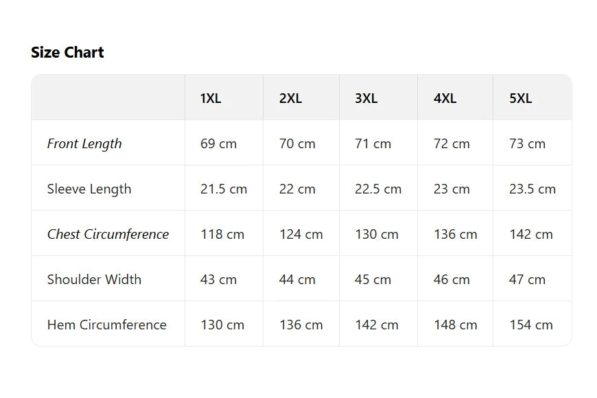 Plus size Halloween witch shirt with size chart detailing measurements for 1XL to 5XL