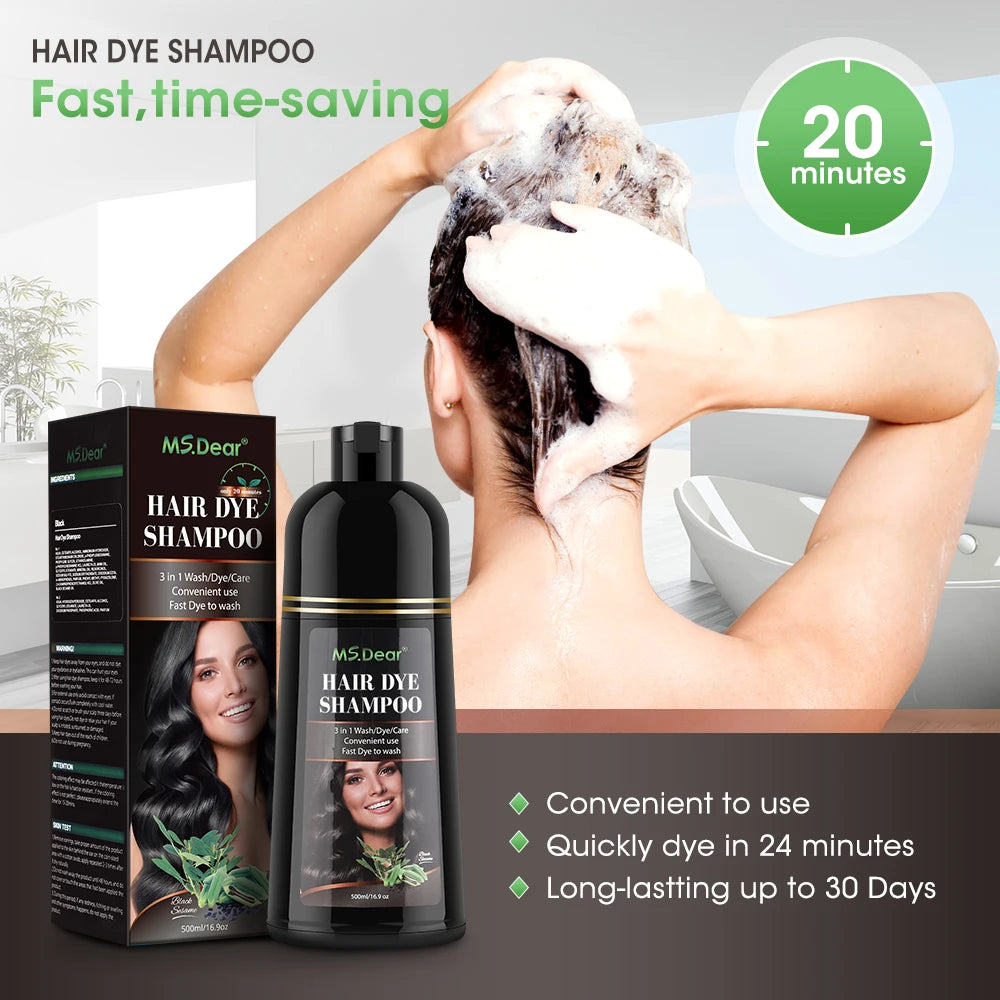 500ml Natural Plant Conditioning Hair Dye Black Shampoo Fast Dye White Grey Hair Removal Dye Coloring Black Hair