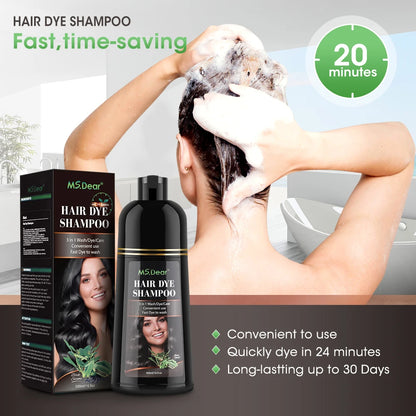 500ml Natural Plant Conditioning Hair Dye Black Shampoo Fast Dye White Grey Hair Removal Dye Coloring Black Hair