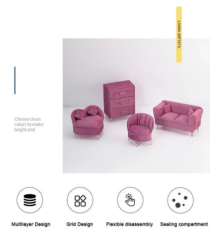 Pink Sofa Shape Jewelry Box Beautiful Case Fashion Jewellery Store Showcase Holder Organizer