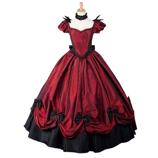 1860s Victorian Civil War Red Green Dress Renaissance Gown Victorian Gothic Retro Ball Gown Plus Size Christmas Halloween Outfit