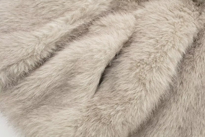 HH Winter Women Elegant Warm Plush Coat Turn-Down Collar Thick Cardigan Coat Female Pocket Long Sleeve Short Outerwear Mujer