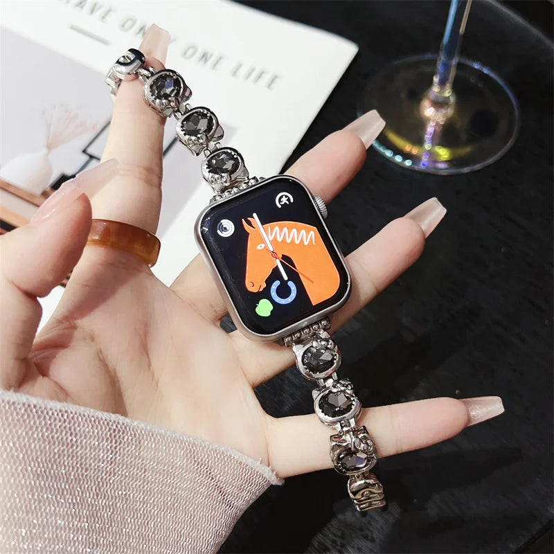 Jewelry strap For Apple Watch band ultra 2 49mm 45mm 41mm 40mm/44mm 38/42 Women Diamond Bracelet iWatch Series 9 8 7 6 5 4 3 SE
