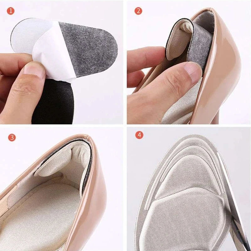 2pcs Women High-heel Shoes Insoles Inserts Heel Post Back Shoes Insoles Breathable Anti-slip Sponge Foot Care Massage Shoe Pads