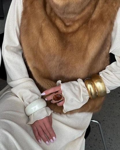 Fashion Women's Faux Fur Vest Sleeveless High Collar Waistcoat Casual Chic Streetwear Outerwear Ladies Fashion Winter 2025 Tops