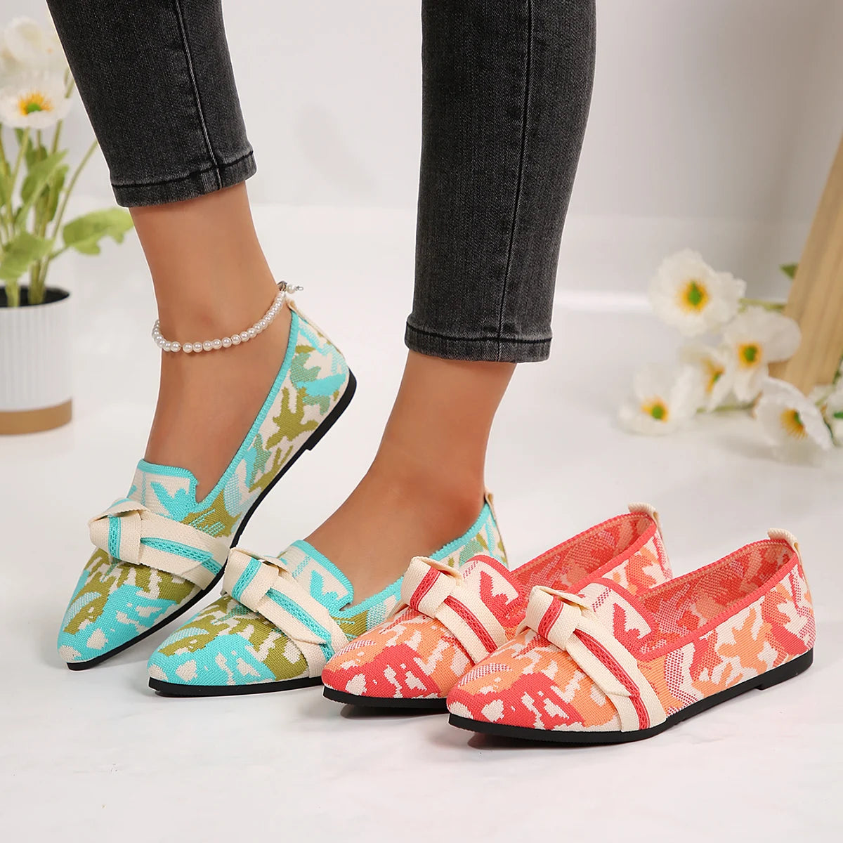Women's Shoes Loafers Ballet Flats Pointed Toe Barefoot Slip-on Casual Low Heel Luxury Brand Woman Shoe New in Butterfly