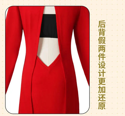 Anime FAMILY Cosplay Yor Forger Yor Briar Cosplay Costume Women Sexy Red Sweater Mini Dress Thorn Princess Costumes