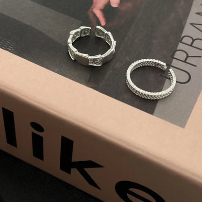 BF CLUB Silver Color Rings for Women Fashion Geometric Handmade Irregular Red Heart Ring Party Christmas Gift