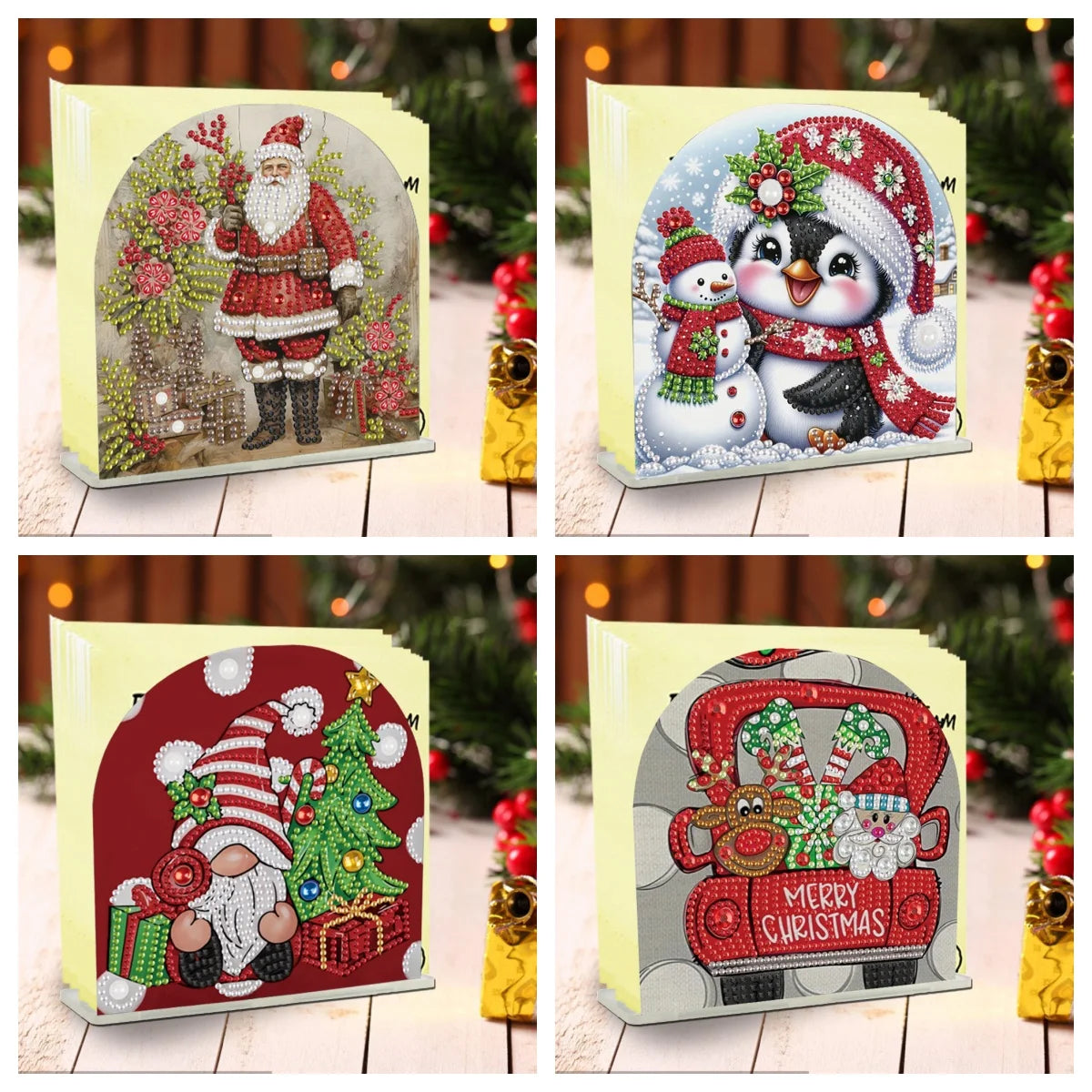 1 piece/set DIY Christmas Diamond Art Tissue holder Acrylic napkin holder Craft Home office table Christmas gift