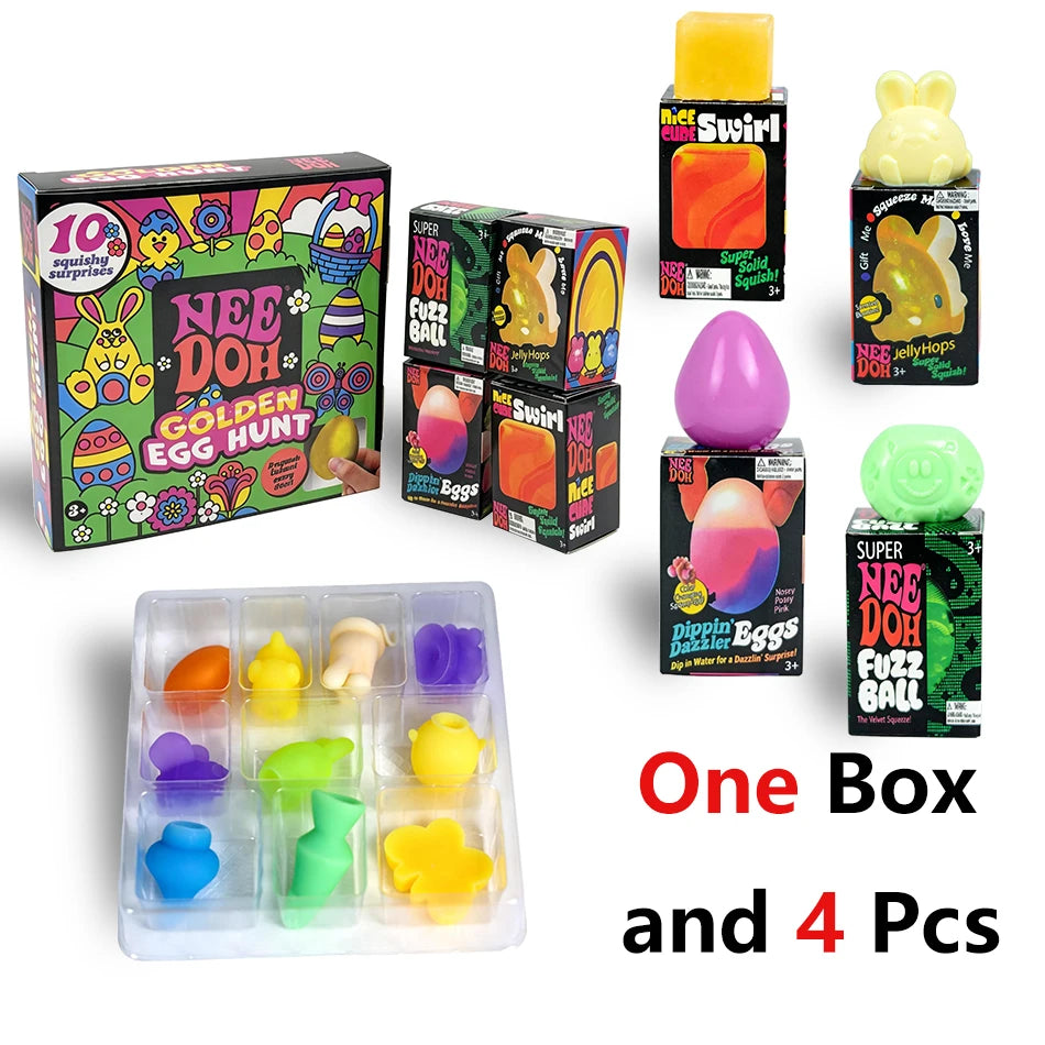 2026 New Needoh Golden Egg Treasure Hunt Box Toy With Squishy Surprise Stress Relief Squeeze Kids' Easter Party Toy