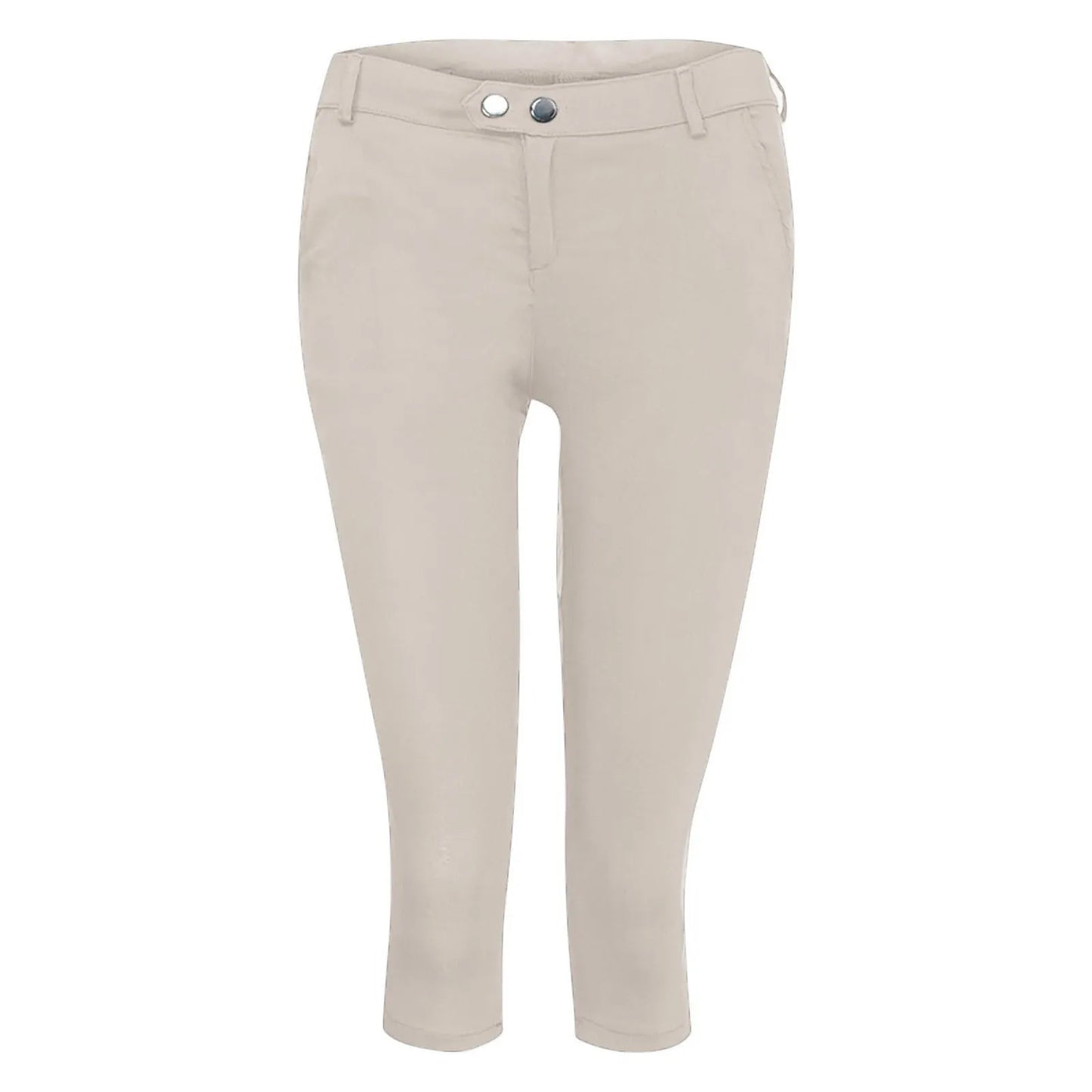 Women's Slim Fit Casual Solid Color Button Pocket Capris For Women
