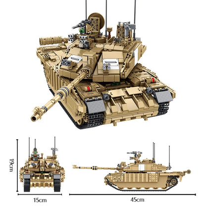 WW2 Military Leopard 2A4 Battle Tank Series Building Blocks Brick Model MOC Army Weapon Boy Set Kid Toy Childrens Christmas Gift
