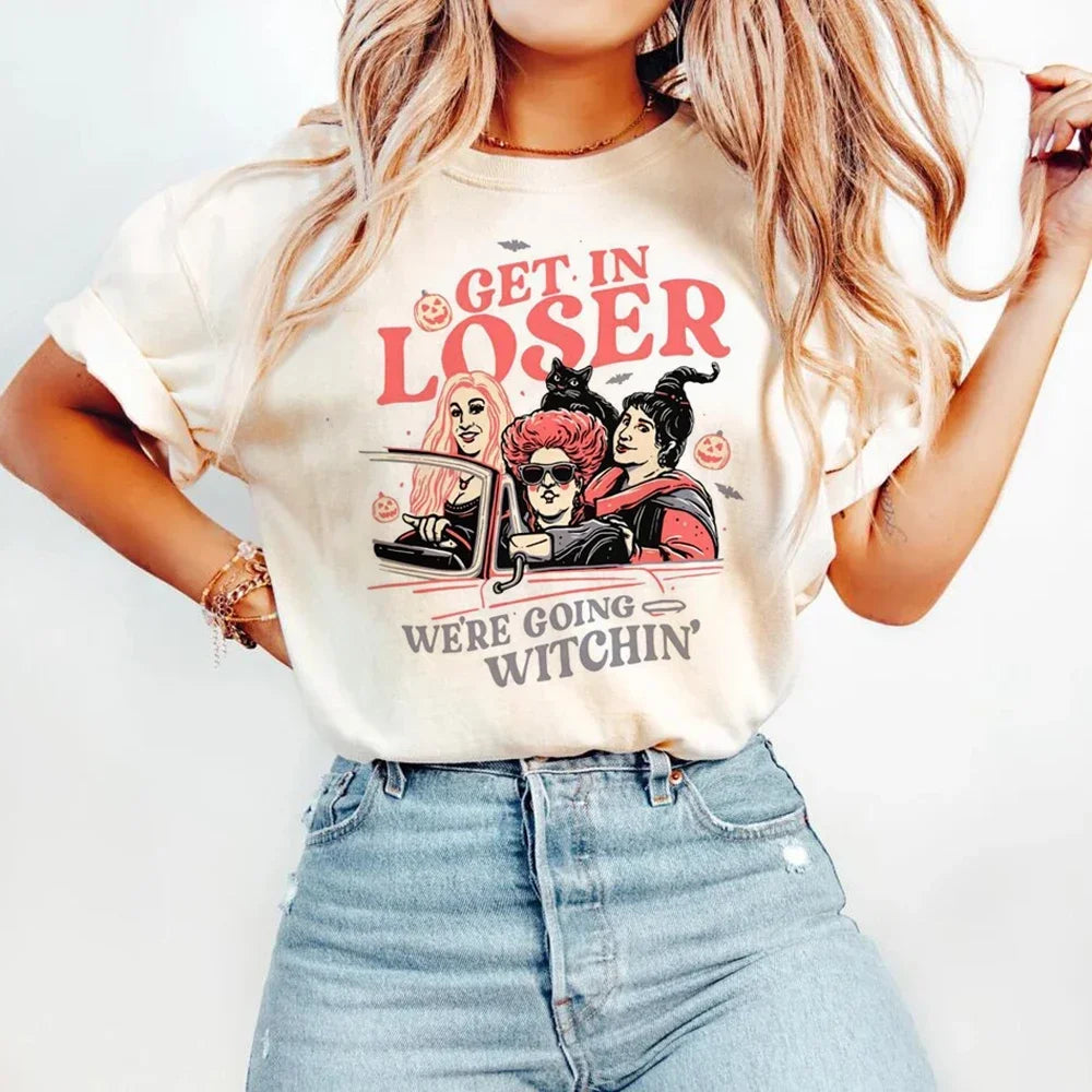 EtherealBe Halloween printed t-shirt for women featuring a fun vintage graphic design