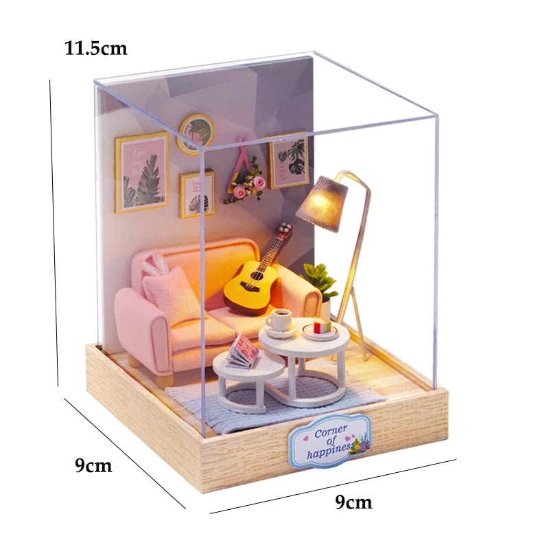 Handmade Wooden Miniature Doll House Kit 3D Puzzle Assembled Building Model Kit With LED Light DollHouses Toy For Christmas Gift