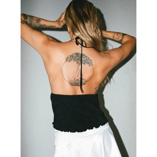 Vest Y2K Top Clubwear New Halter Lace-up Camisole Sexy Lady Backless Tanks Summer Split Crop Top Camis Tank  New