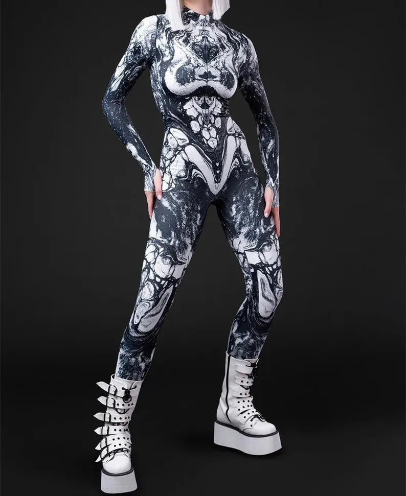 Cosplay Costume Female Woman Sexy Suit Color Element Blue Muscle Halloween Bodysuit Adults High-waisted Sports Jumpsuit