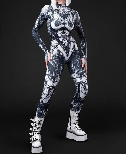 Cosplay Costume Female Woman Sexy Suit Color Element Blue Muscle Halloween Bodysuit Adults High-waisted Sports Jumpsuit