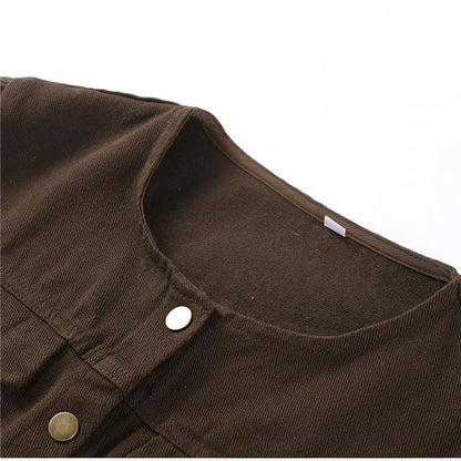 Vintage Solid Denim Jacket Pants Sets Women O-neck Single Breasted Long Sleeve Coat Wide Leg Trousers 2025 Jeans Outfits Street