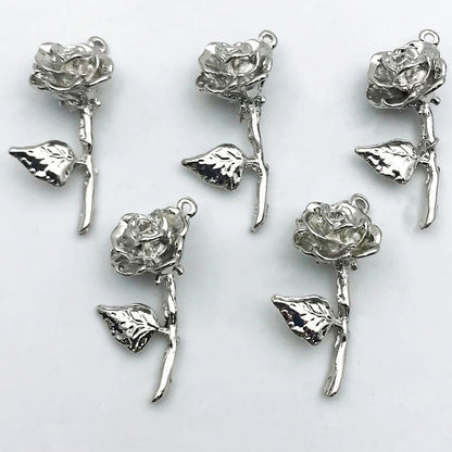 5Pcs Metal Alloy Charms Black Series Sweet and Cool Style Butterfly Cross Flower Shape Pendants Decorations For Jewelry Making