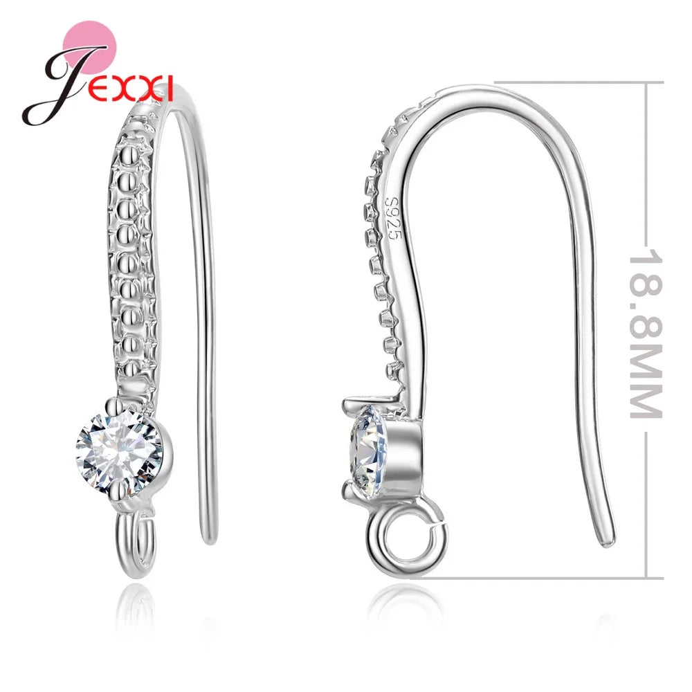 New Arrivals Sparkling Earrings Findings Real 925 Sterling Silver Color Earrings Components For Women Hand Making DIY Jewelry