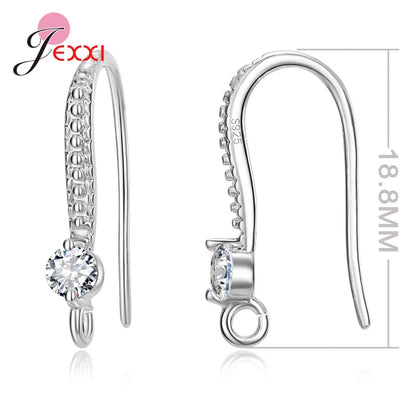 New Arrivals Sparkling Earrings Findings Real 925 Sterling Silver Color Earrings Components For Women Hand Making DIY Jewelry