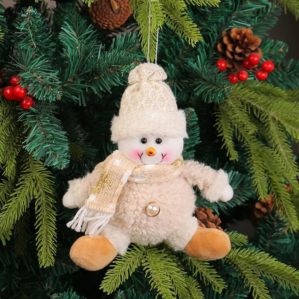 Cute Christmas Tree Pendant Figurine Ornament Elk Christmas Doll Ornament Snowman Elderly Santa Pendant Decor Scene Arrangement