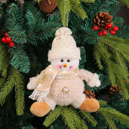 Cute Christmas Tree Pendant Figurine Ornament Elk Christmas Doll Ornament Snowman Elderly Santa Pendant Decor Scene Arrangement