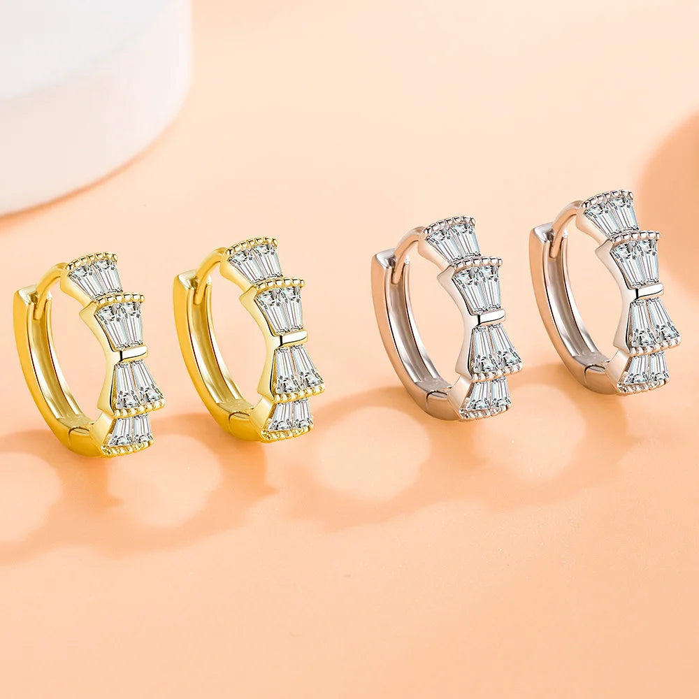 Pure 925 Sterling Silver High Quality Jewelry New Crystal Hoop Earrings For Women XY0174