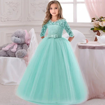 Baby Princess Dress Girl Party Ball Gown Wedding Lace Dresses Kids Christmas Bridesmaid Costume Birthday Party Dress 4-14 year