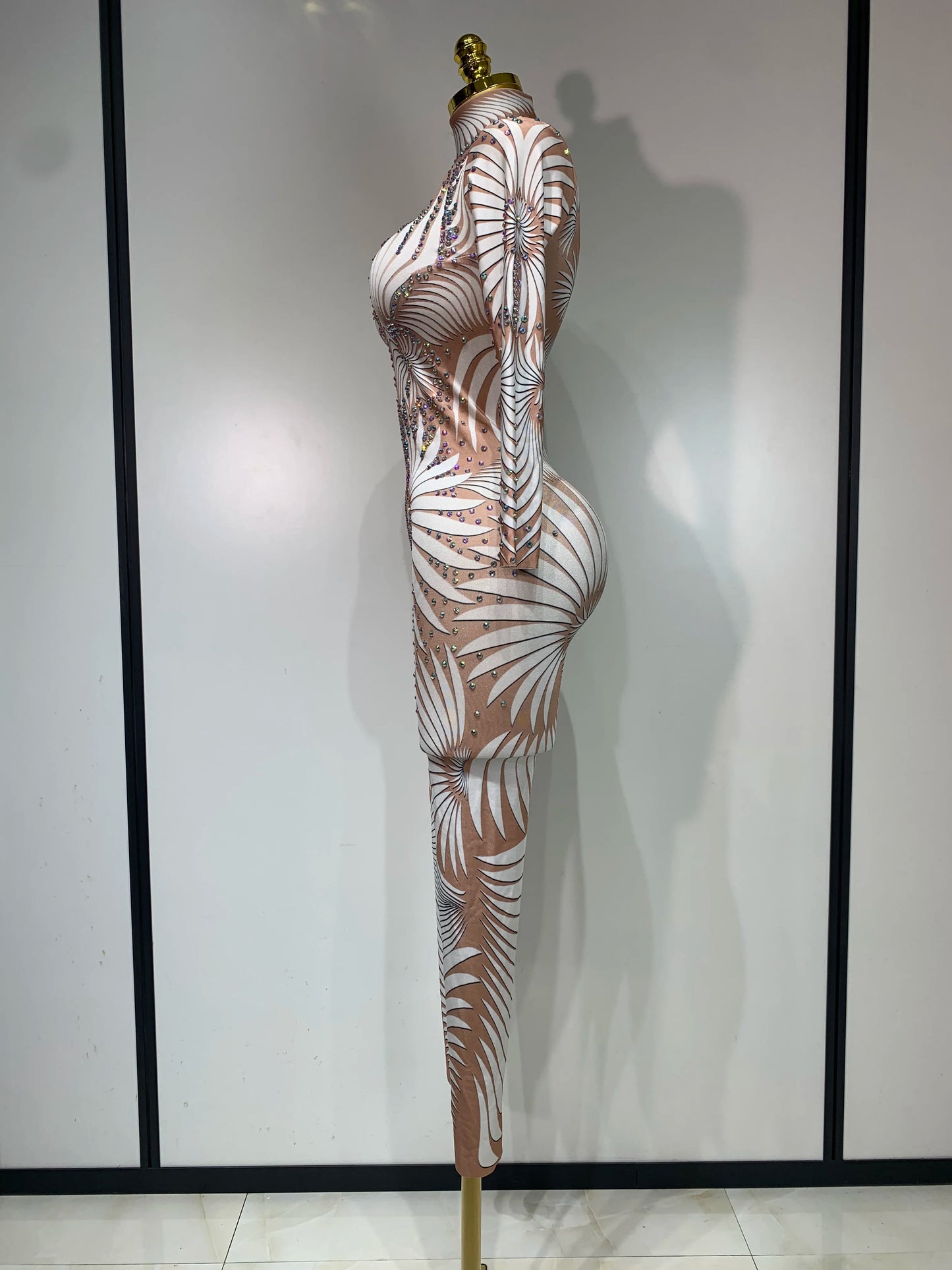 STOCK Sparkly Diamond Women Sexy Mesh Jumpsuit Nightclub Bar Party Show Gogo Dancer Clothing Drag Queen Outfit Stage Costume