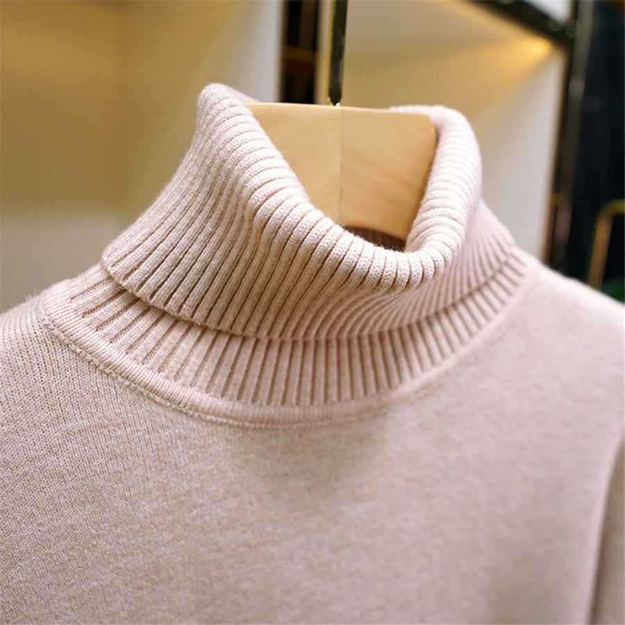 Sweater For Women Winter Thicken Turtleneck Slim Knit Pullover New Warm Plush Velvet Lined Knitwear Jumper Tops Casual Poleras