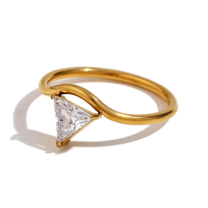 E.B.belle Zircon 18K Plated Stainless Steel Women's Rings Trendy Luxury Shiny Hypoallergenic Rings Sets Jewelry Decoration Gift